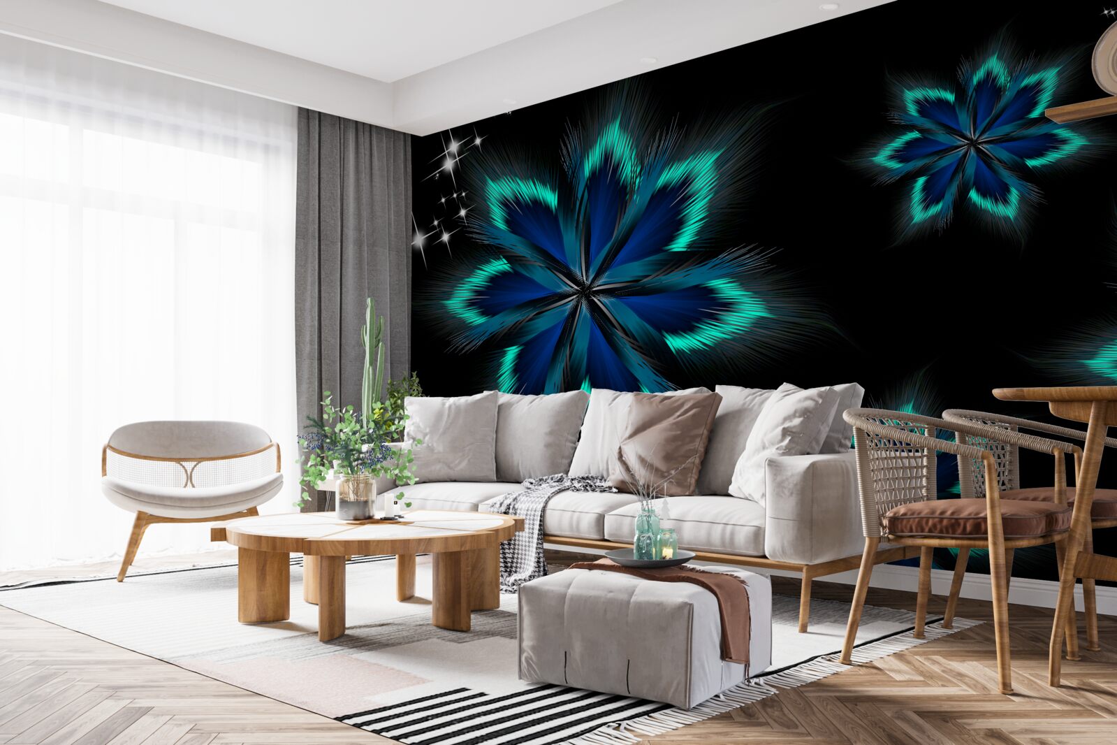 Фотошпалери лотос зі світло-блакитним краєм