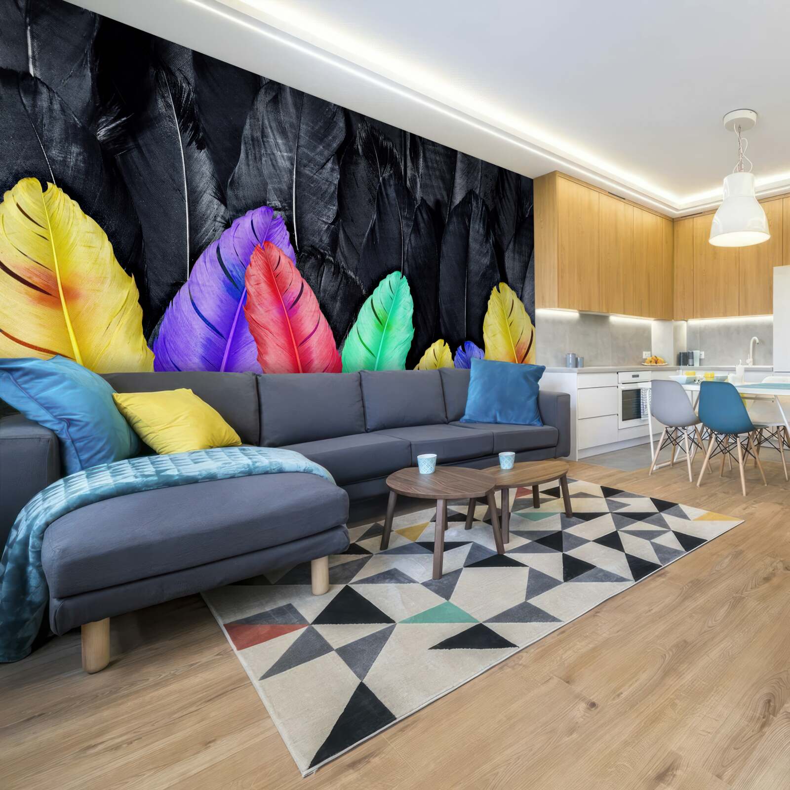 Фотошпалери фон з яскравим великим пір'ям