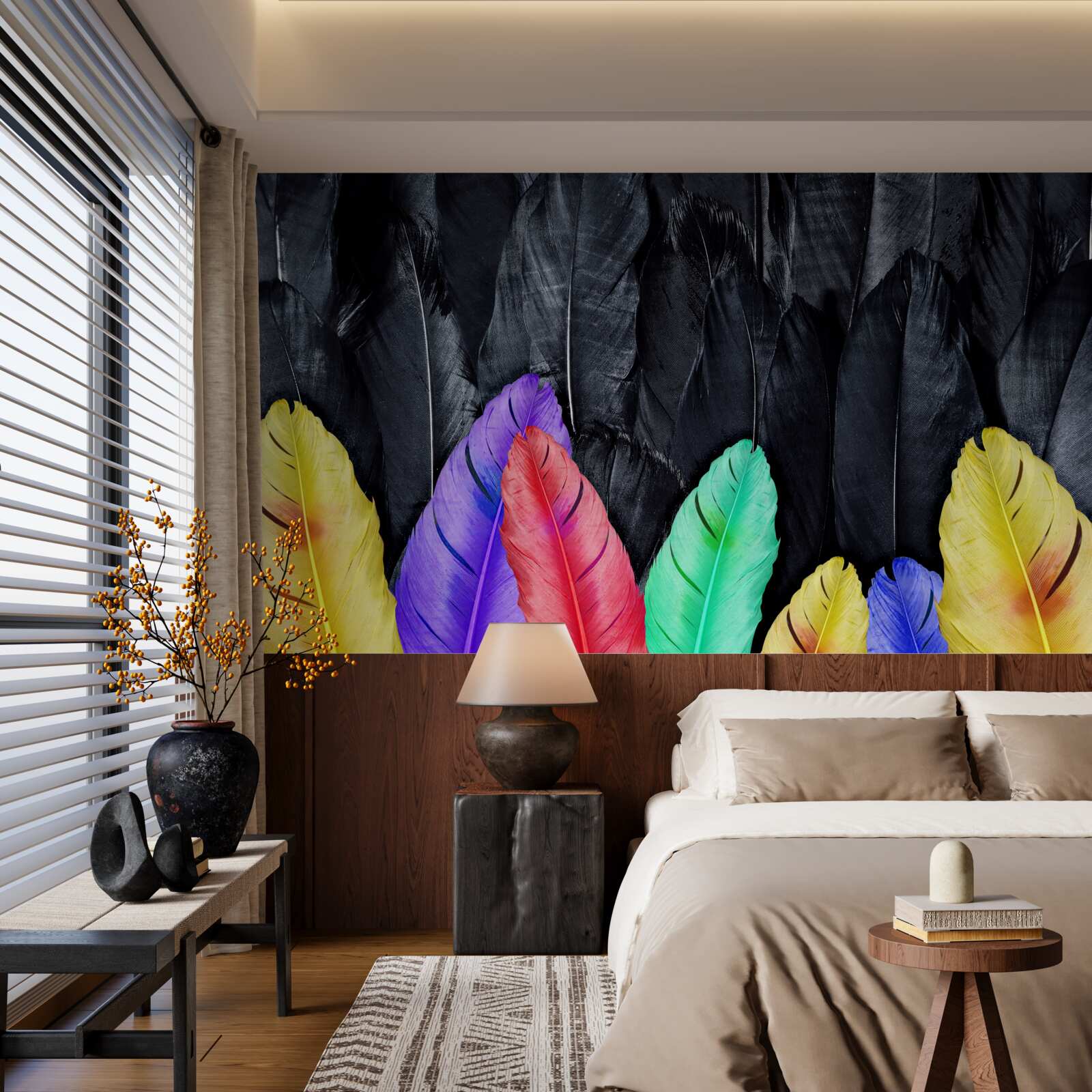 Фотошпалери фон з яскравим великим пір'ям