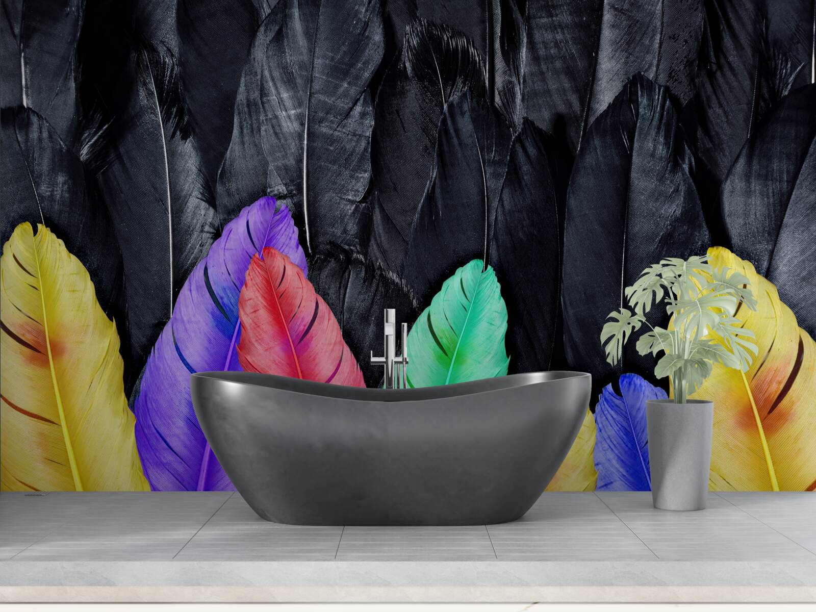 Фотошпалери фон з яскравим великим пір'ям