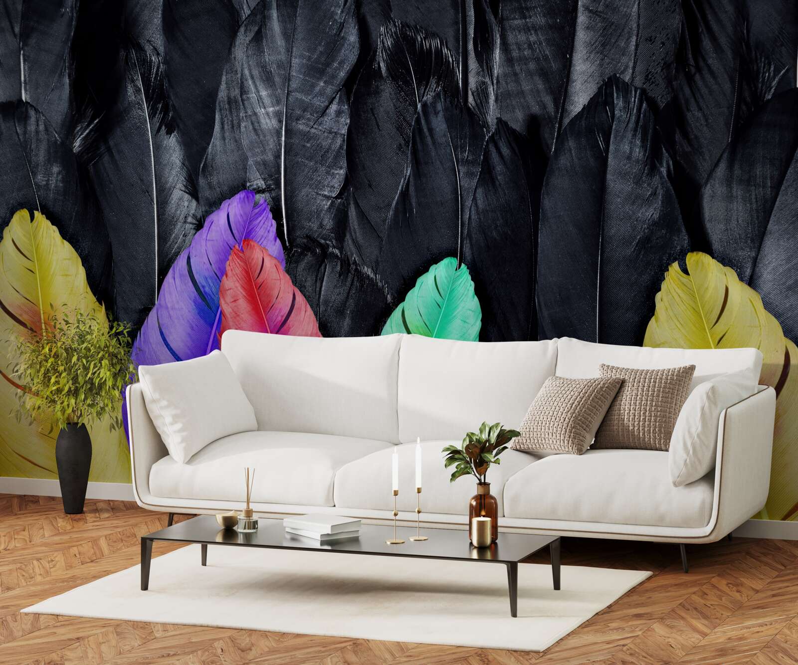 Фотошпалери фон з яскравим великим пір'ям