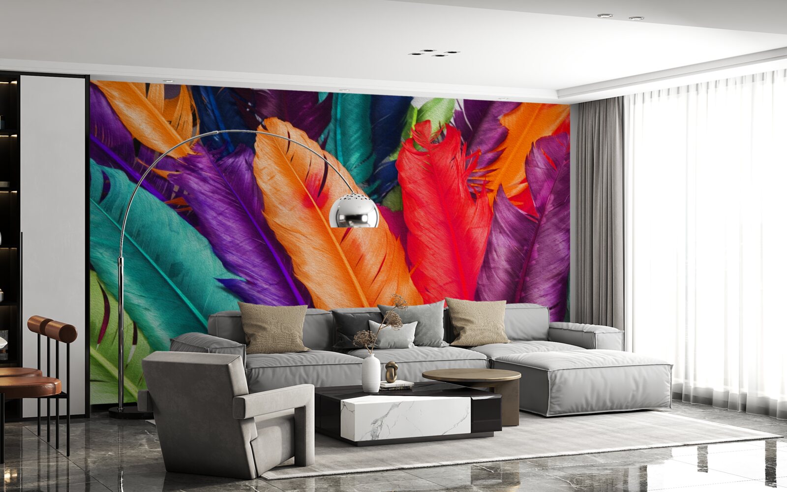 Фотошпалери надзвичайно насичене, глянцеве пір'я