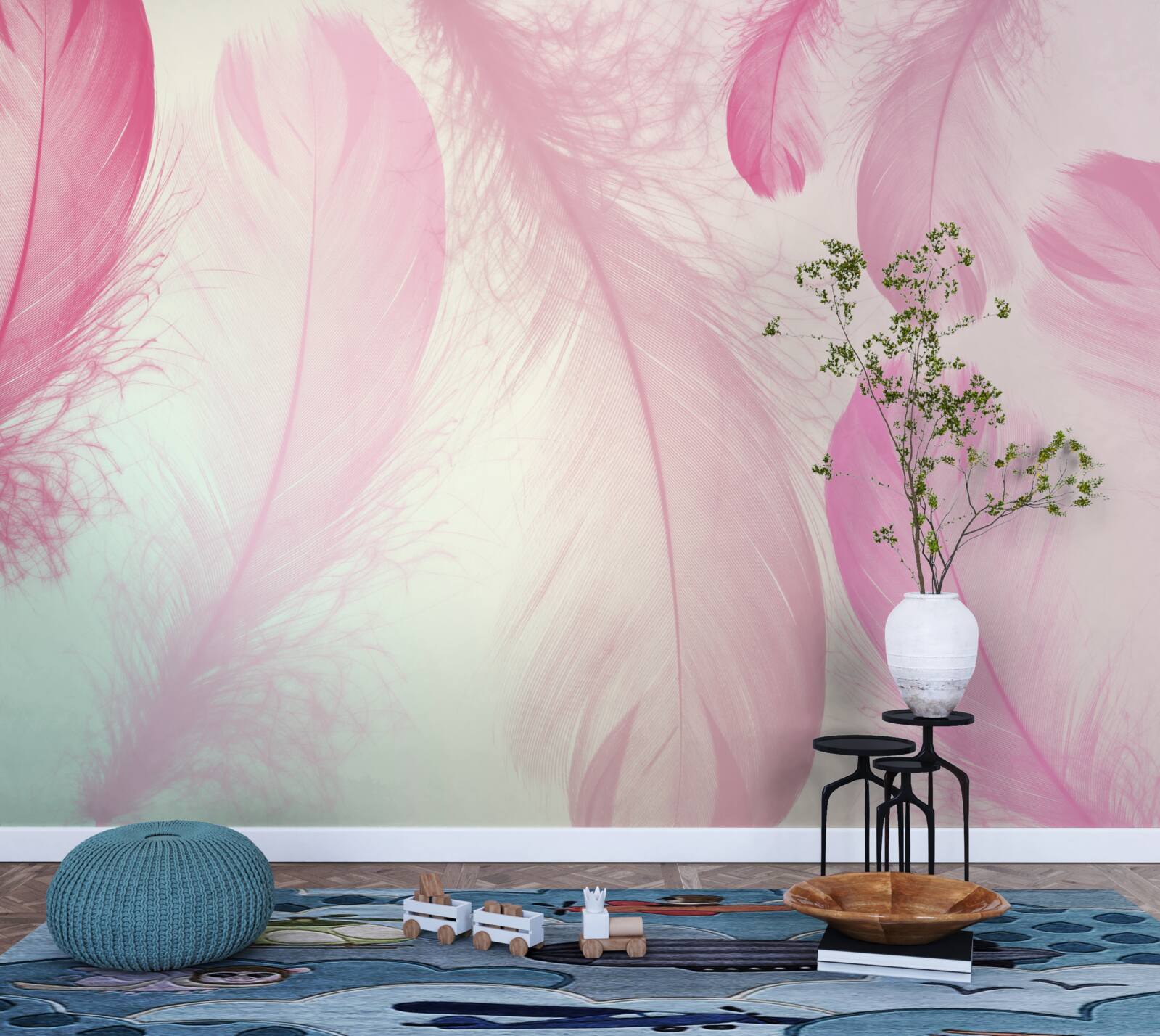 Фотошпалери велике пір'я з ніжним рожевим відтінком