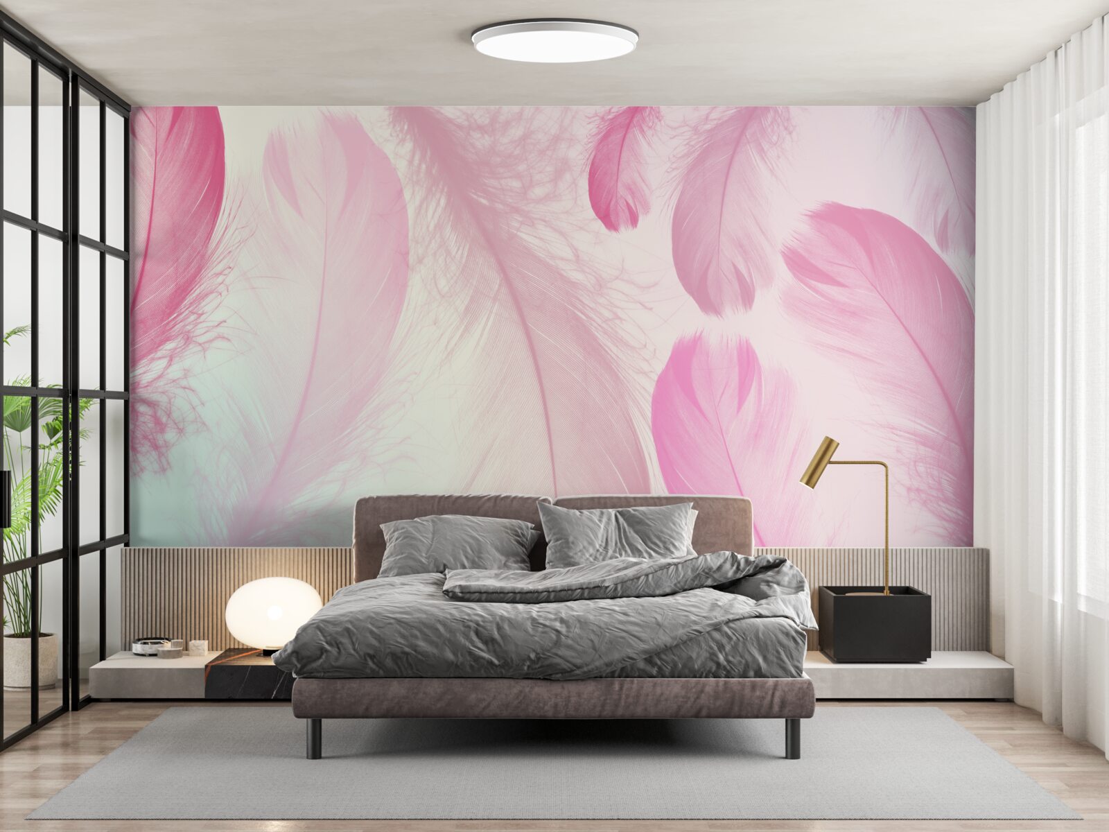 Фотошпалери велике пір'я з ніжним рожевим відтінком