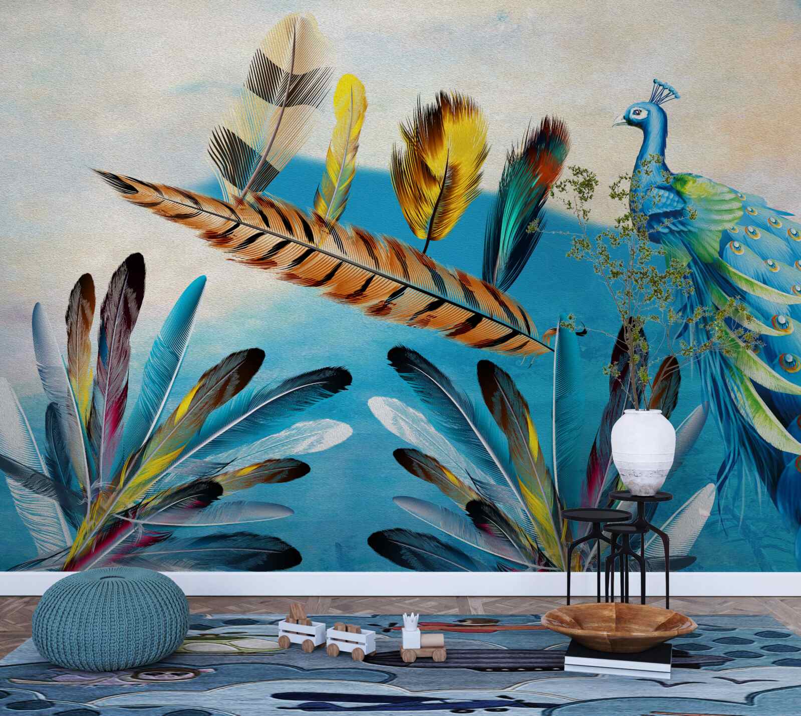 Фотошпалери павине пір'я та його різновиди