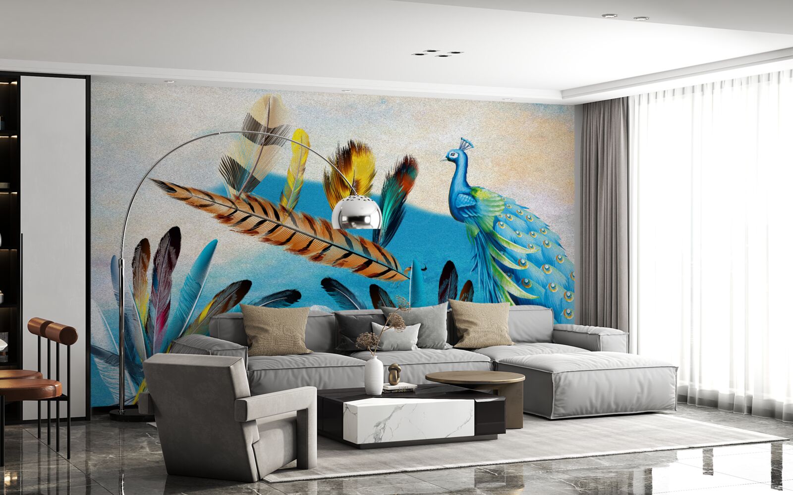 Фотошпалери павине пір'я та його різновиди