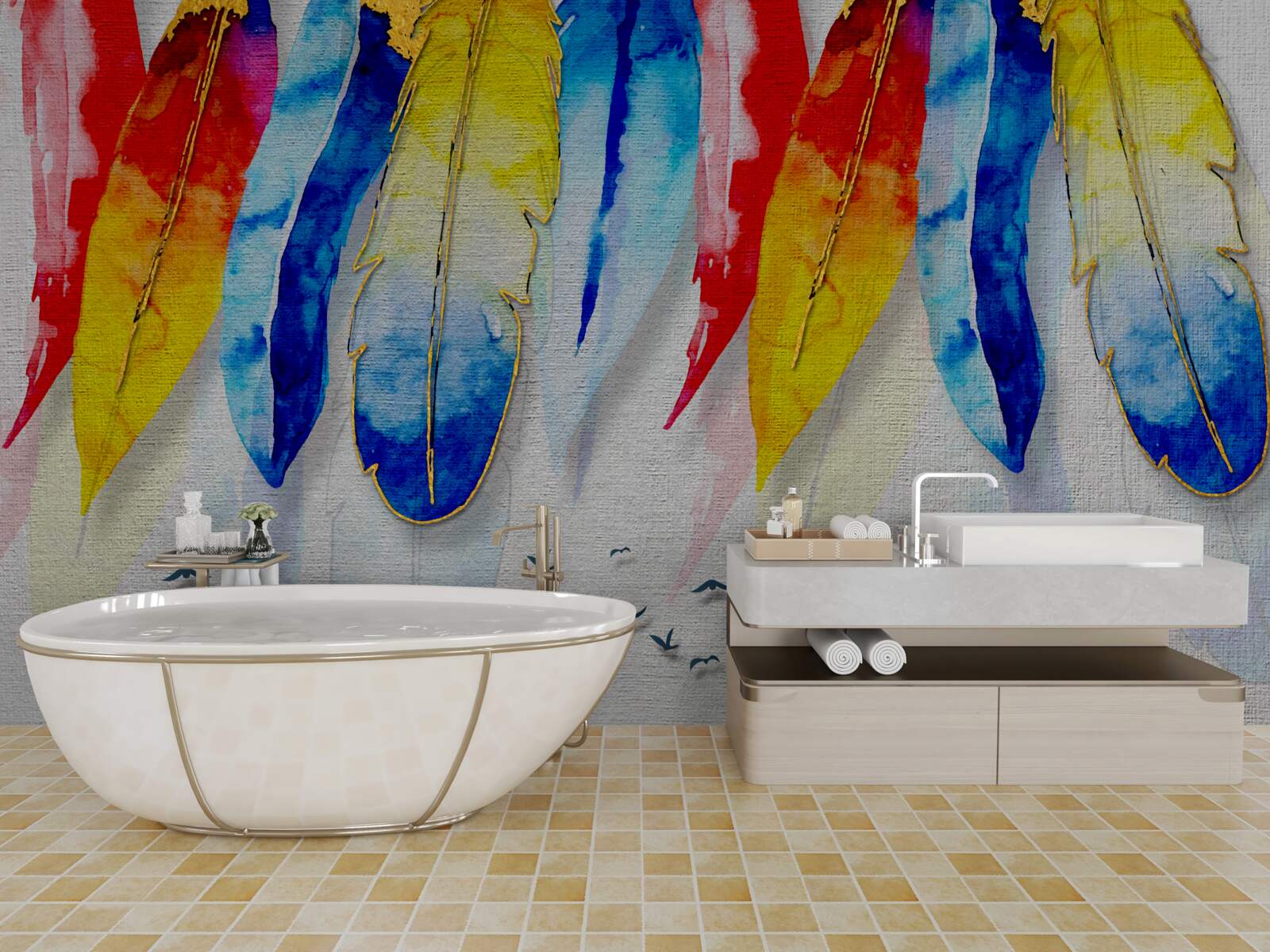 Фотошпалери акварельні ручки в стилі бохо