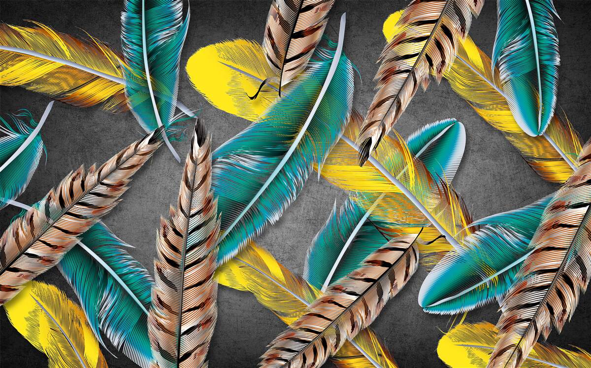 Фотошпалери градієнтний фон з абстрактним пір'ям