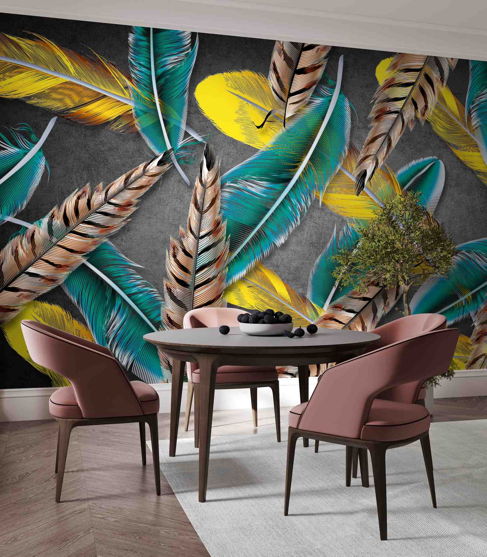 Фотошпалери градієнтний фон з абстрактним пір'ям