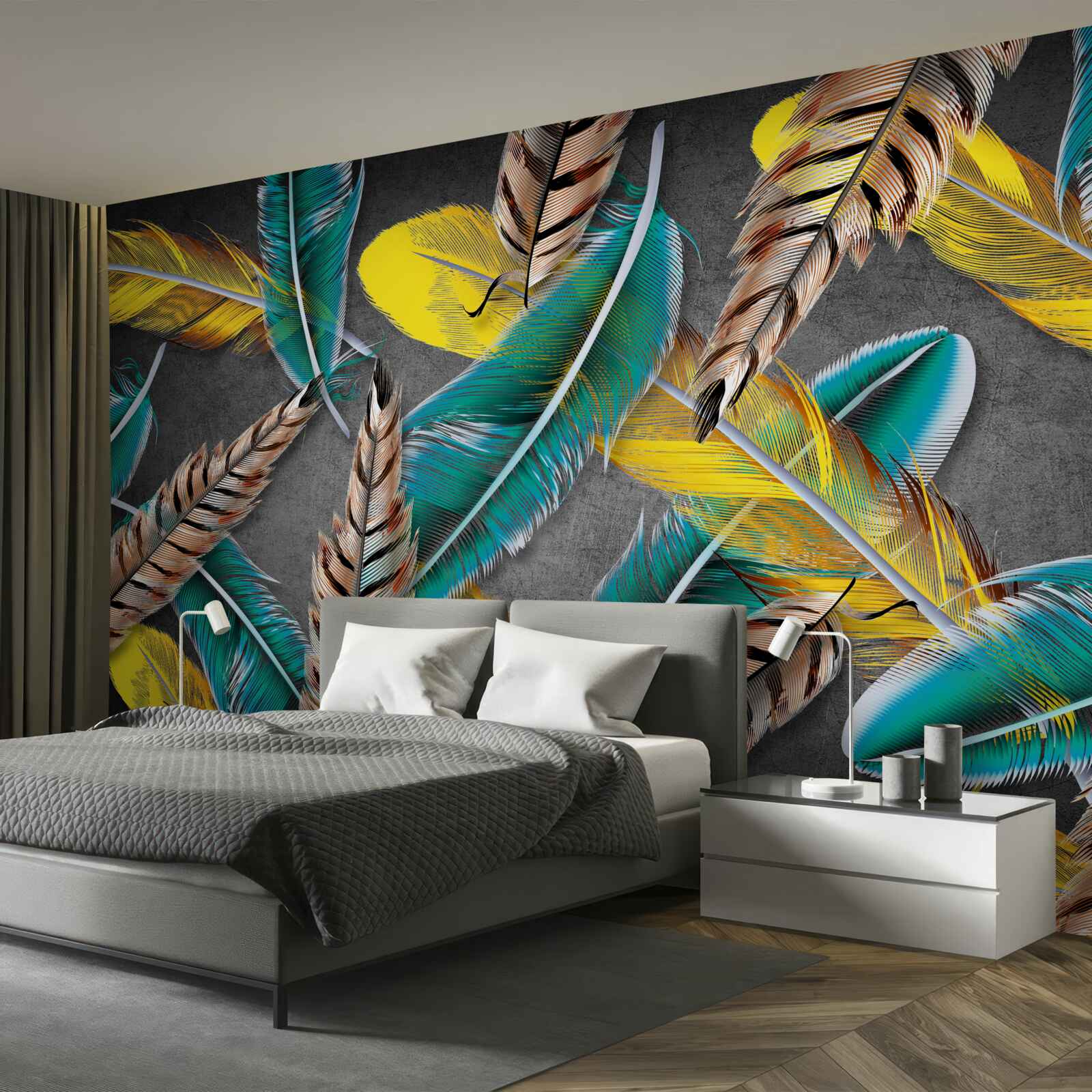 Фотошпалери градієнтний фон з абстрактним пір'ям