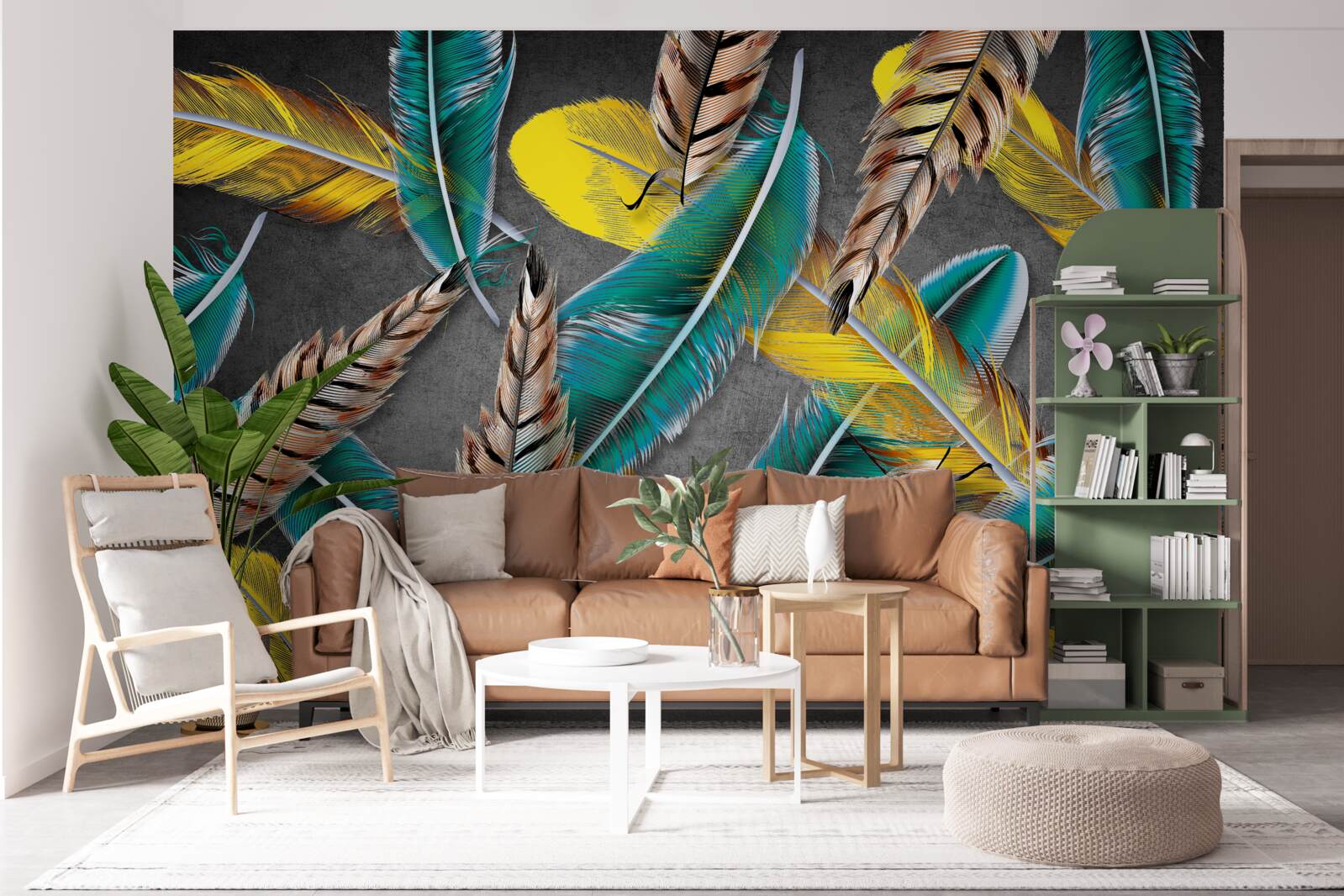 Фотошпалери градієнтний фон з абстрактним пір'ям