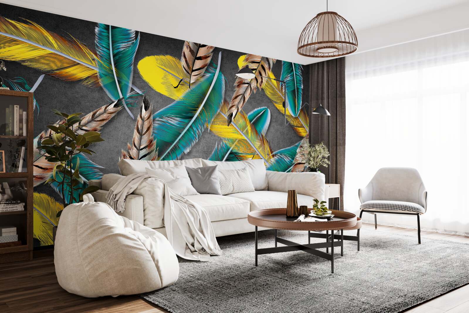 Фотошпалери градієнтний фон з абстрактним пір'ям