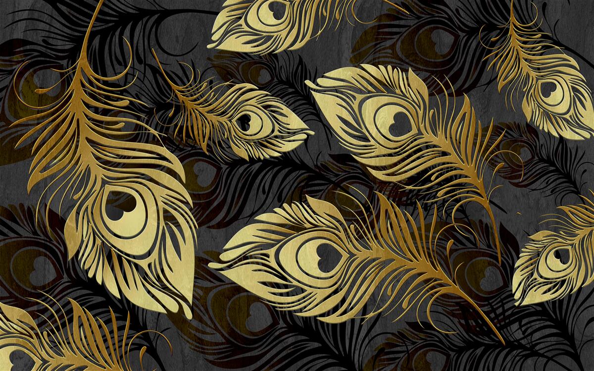 Фотошпалери блискуче золоте пір'я