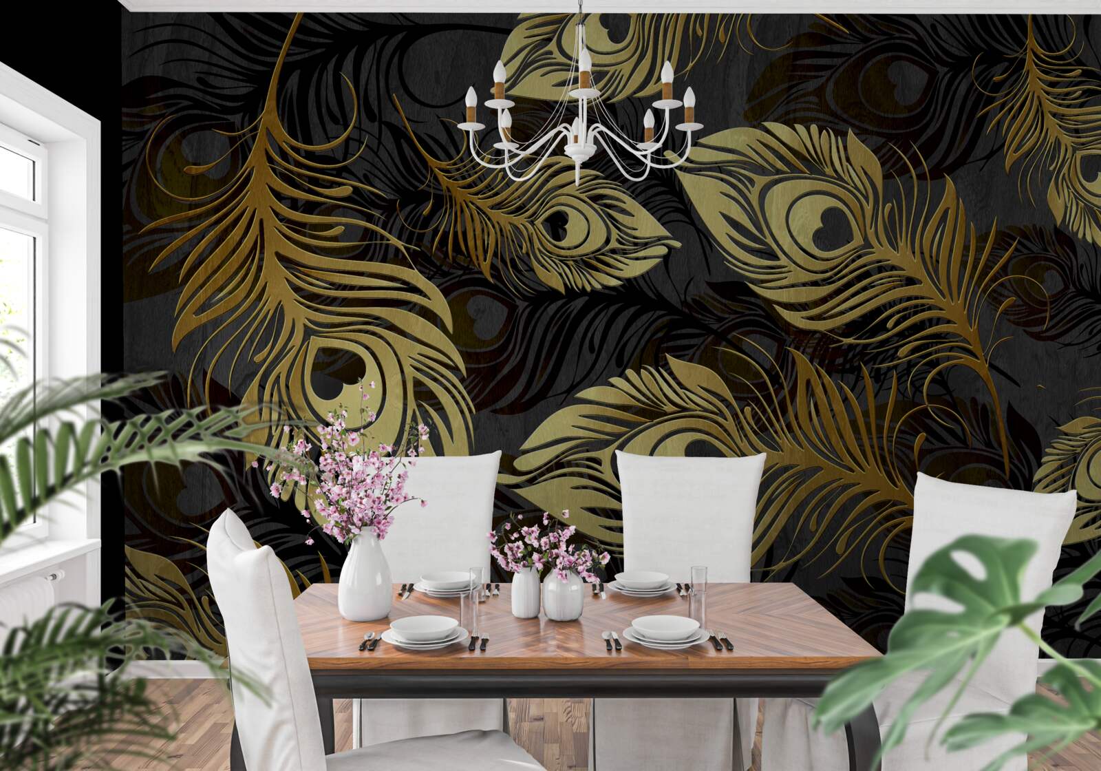 Фотошпалери блискуче золоте пір'я