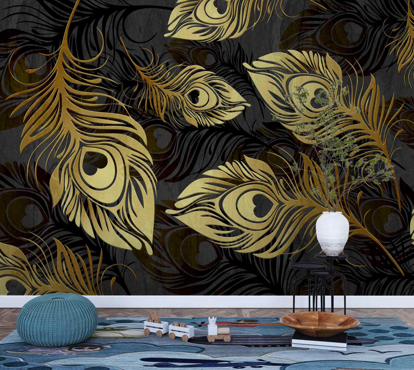 Фотошпалери блискуче золоте пір'я