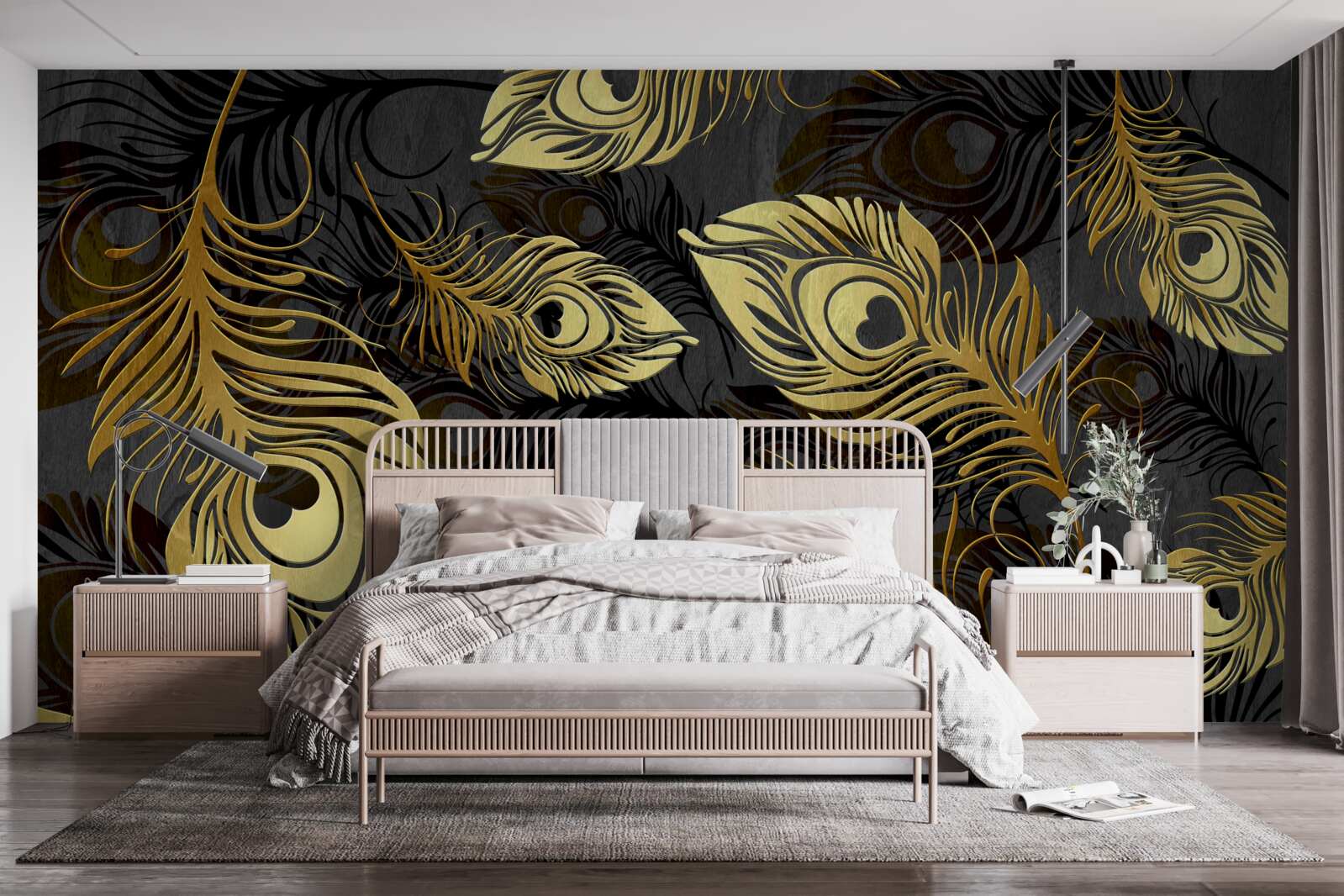 Фотошпалери блискуче золоте пір'я