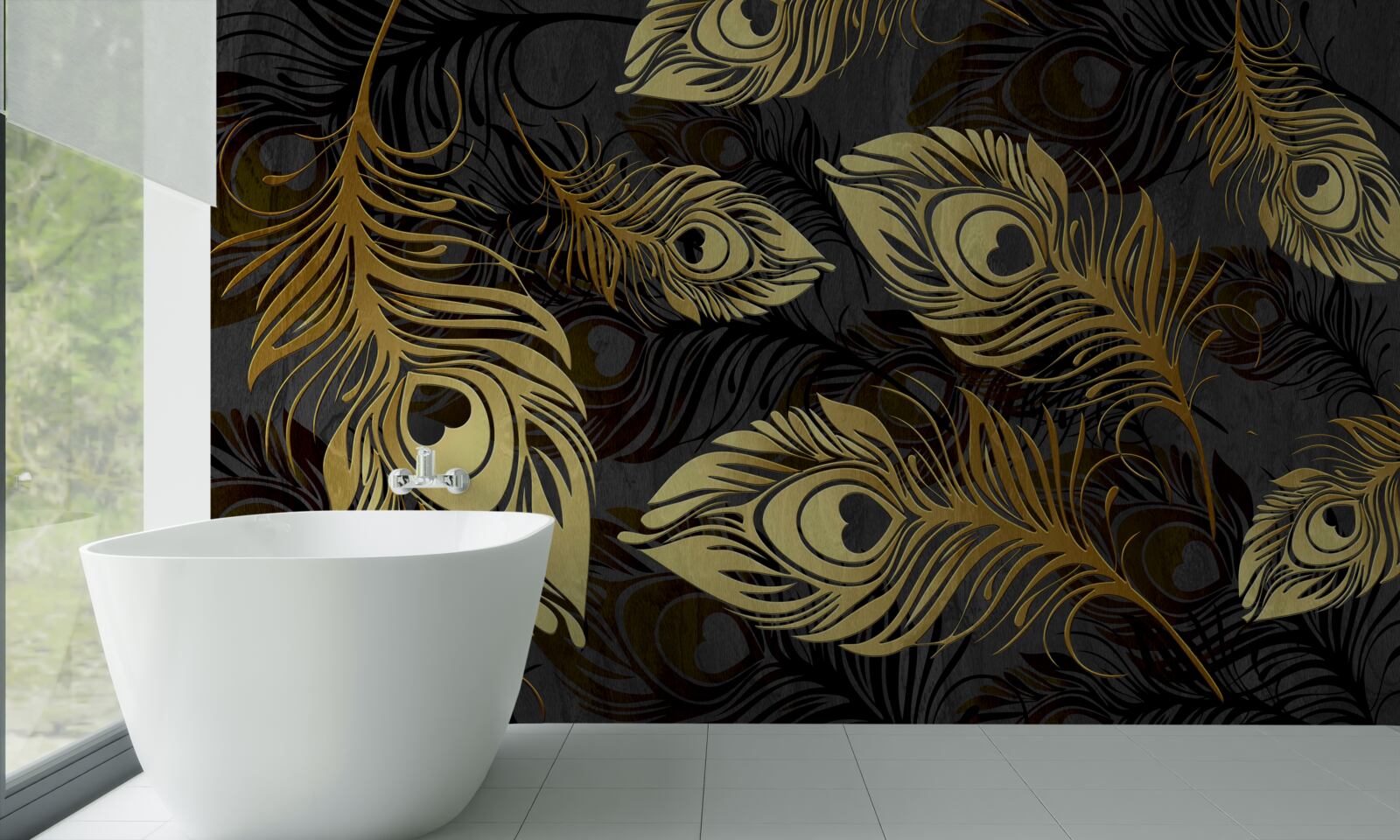 Фотошпалери блискуче золоте пір'я