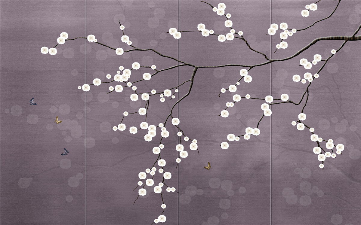 Фотошпалери гілка усіяна дрібними білими квітами