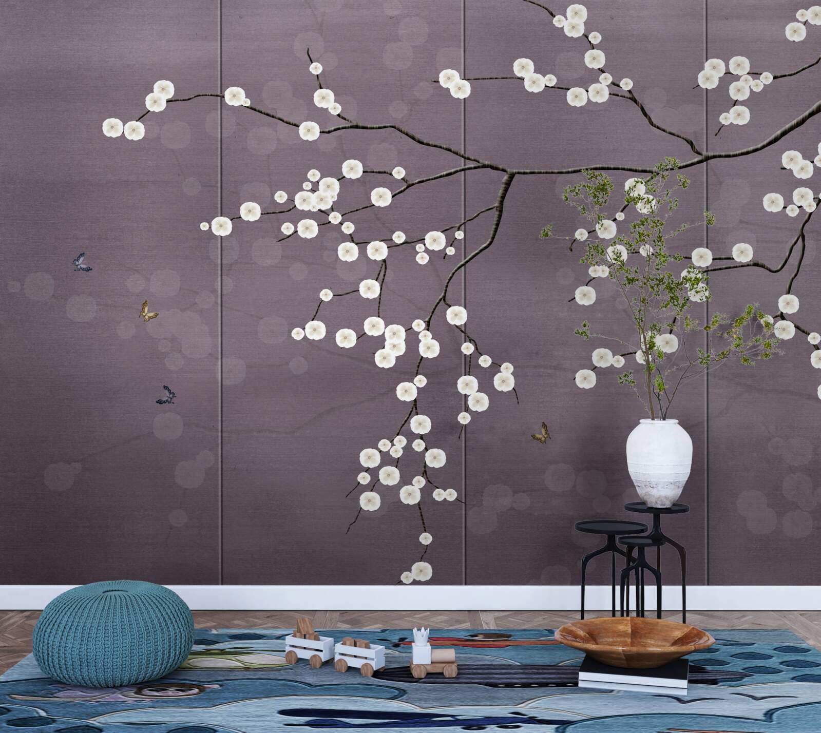 Фотошпалери гілка усіяна дрібними білими квітами