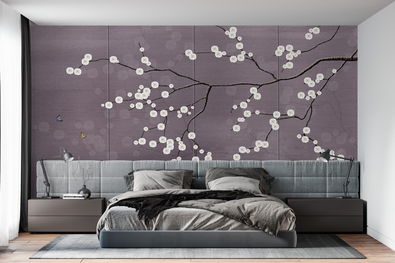 Фотошпалери гілка усіяна дрібними білими квітами