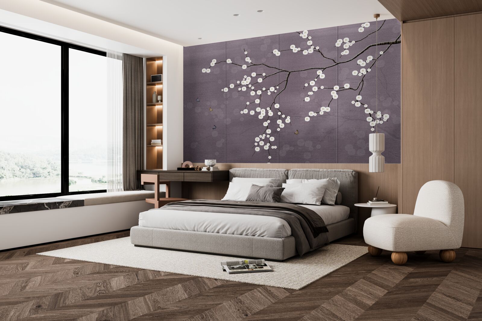 Фотошпалери гілка усіяна дрібними білими квітами