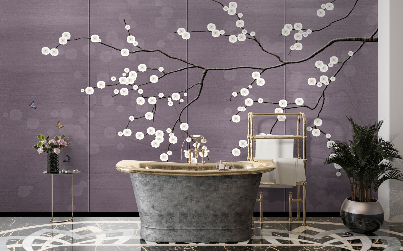 Фотошпалери гілка усіяна дрібними білими квітами