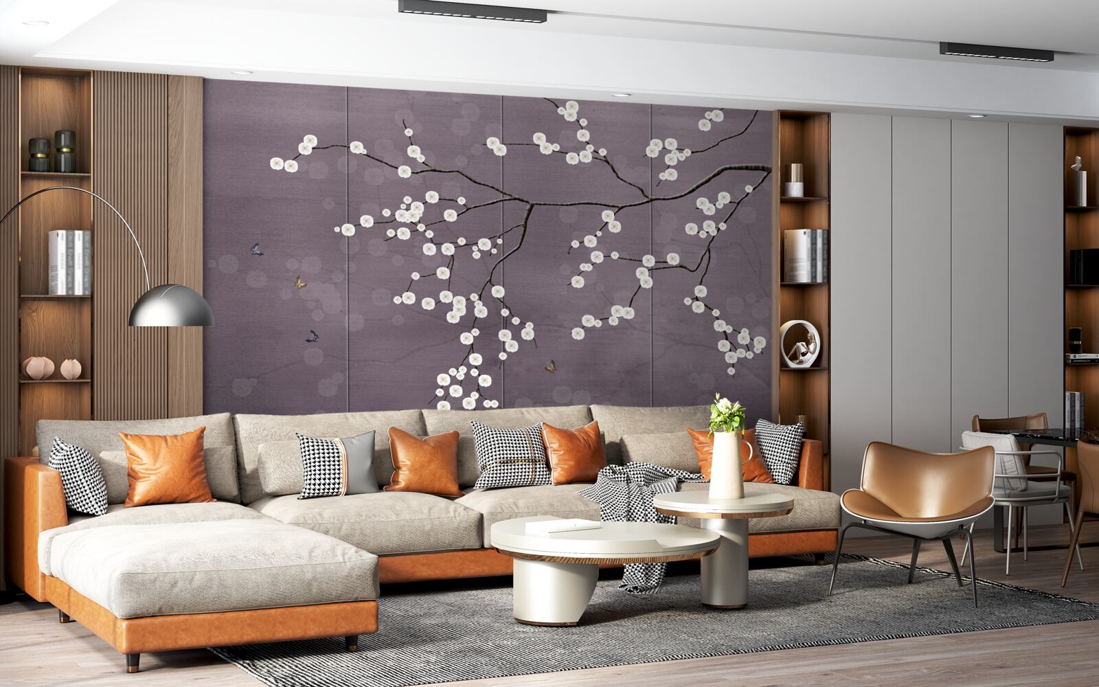 Фотошпалери гілка усіяна дрібними білими квітами