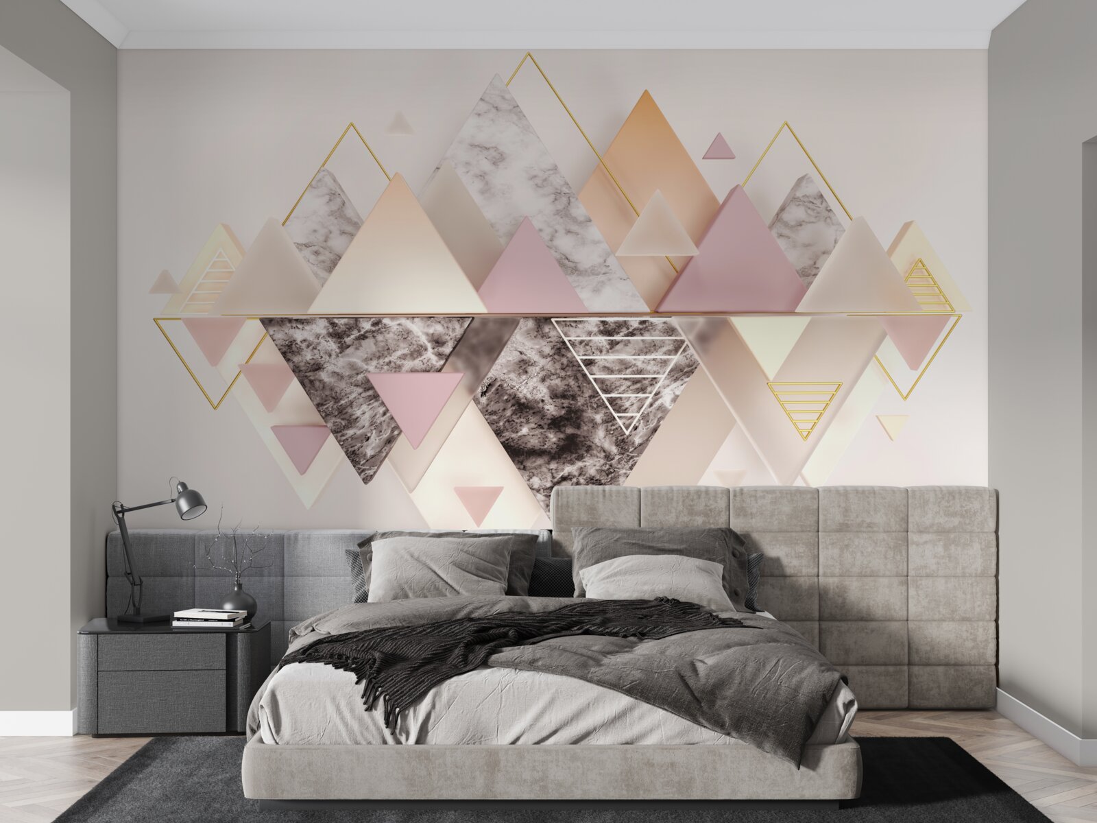 Фотошпалери відображення осіннього лісу з його рожевими відтінками у воді