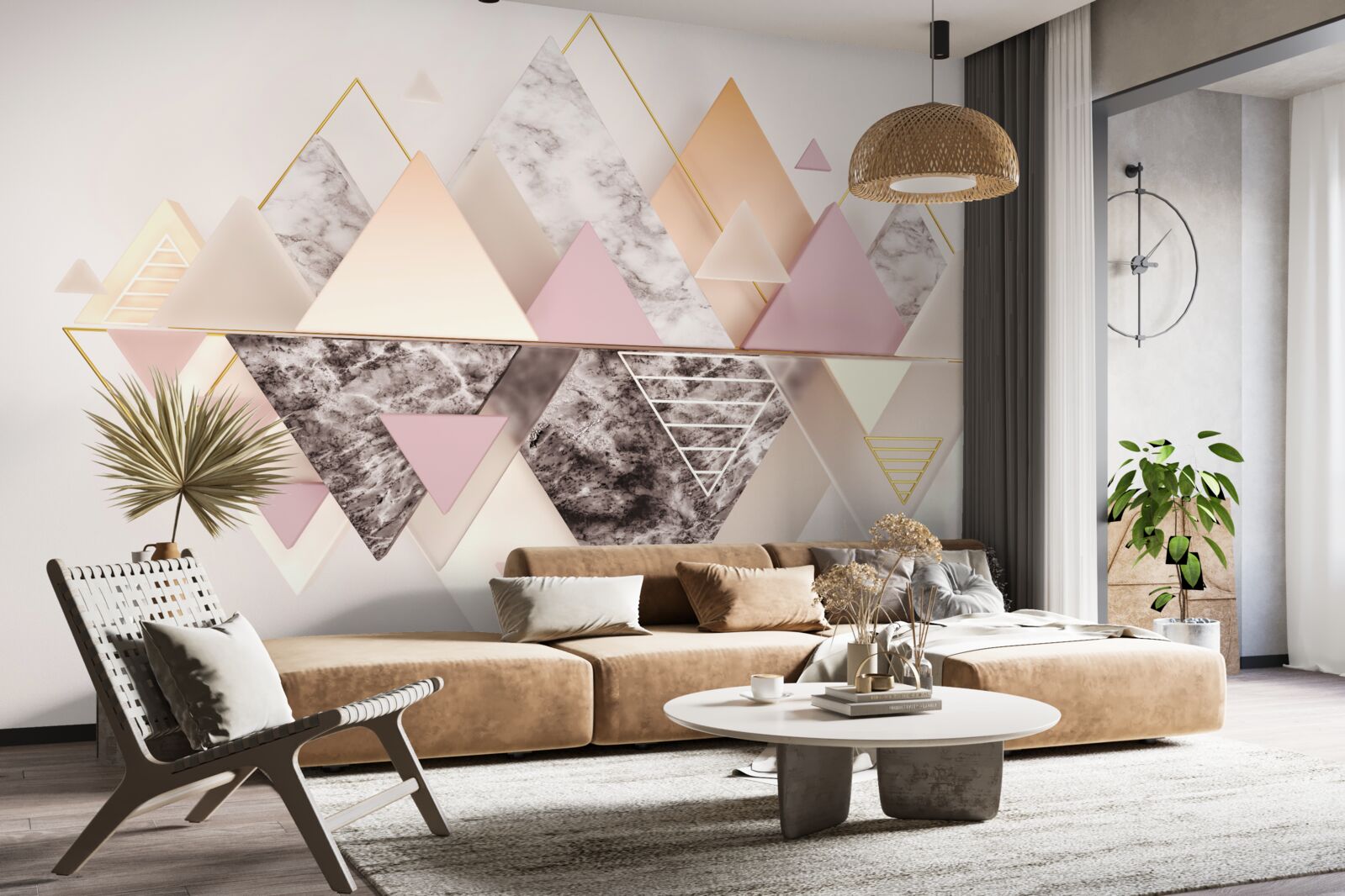 Фотошпалери відображення осіннього лісу з його рожевими відтінками у воді