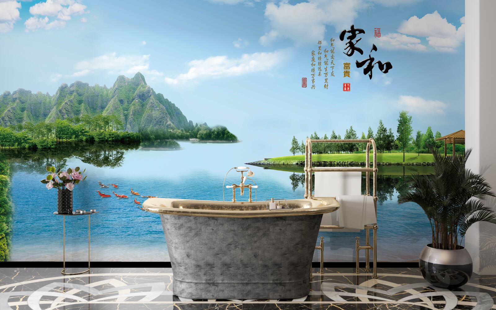 Фотошпалери барвистий літній пейзаж