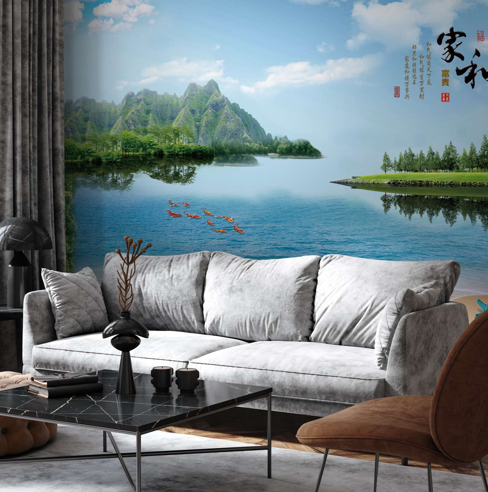 Фотошпалери барвистий літній пейзаж