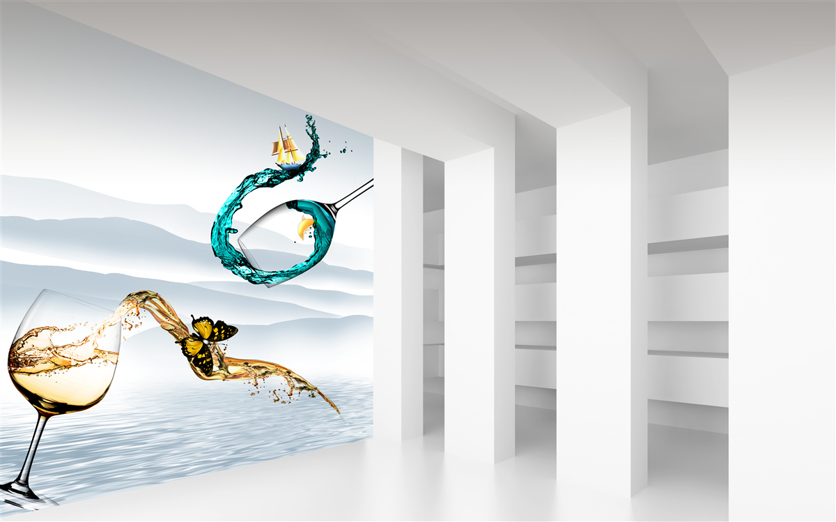 Фотошпалери абстрактні картини з келихів