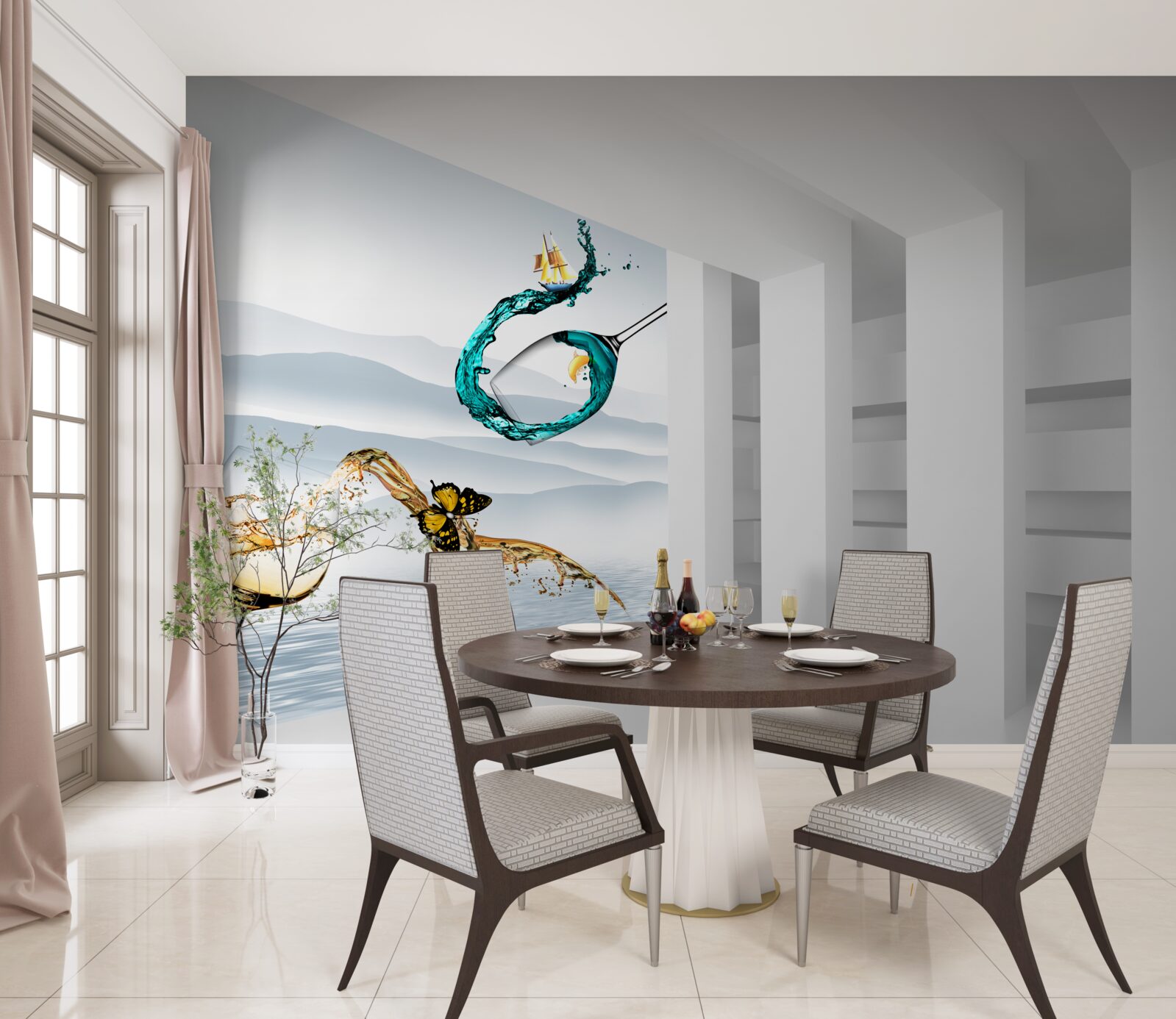 Фотошпалери абстрактні картини з келихів