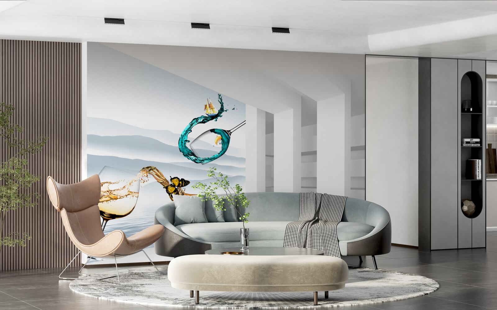 Фотошпалери абстрактні картини з келихів