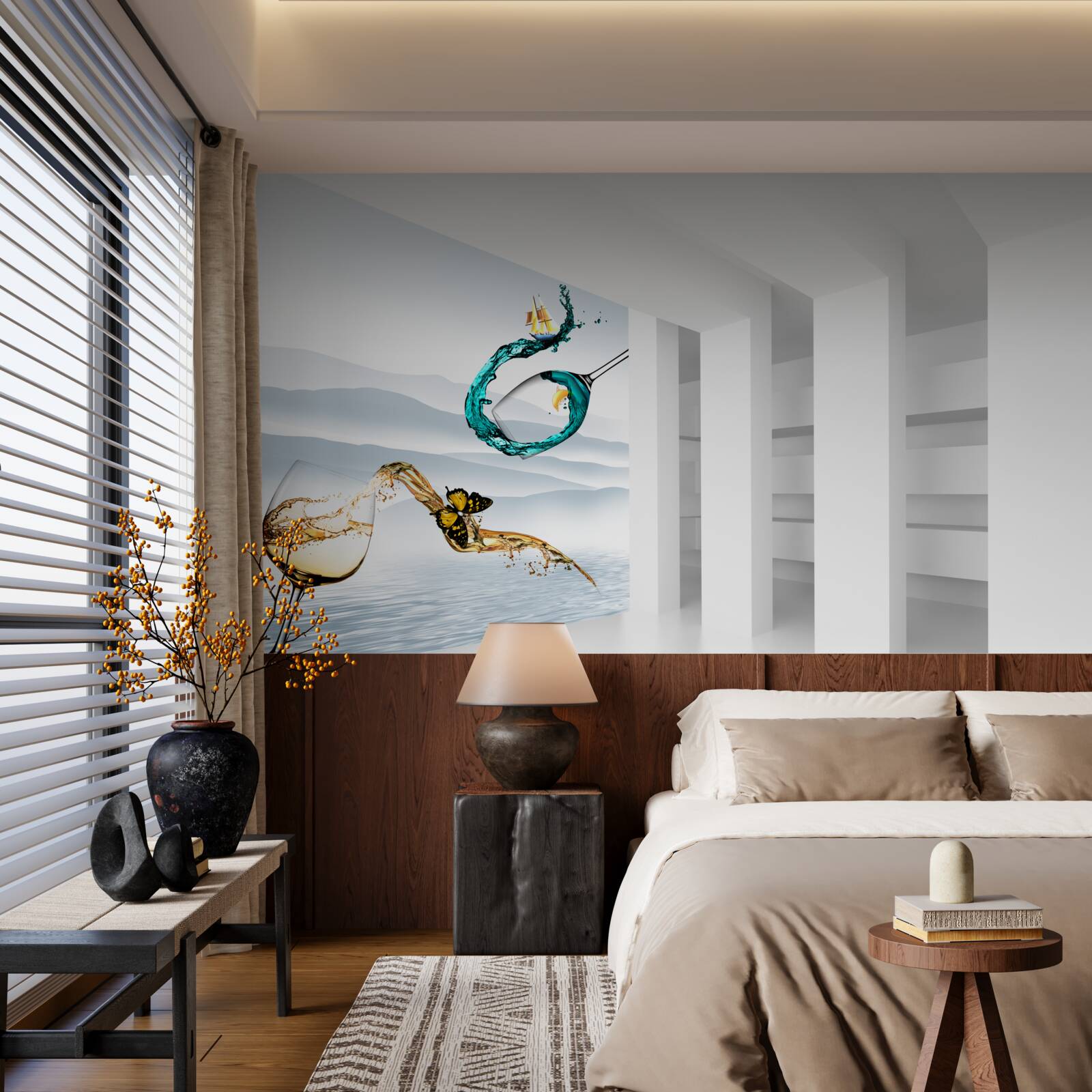 Фотошпалери абстрактні картини з келихів