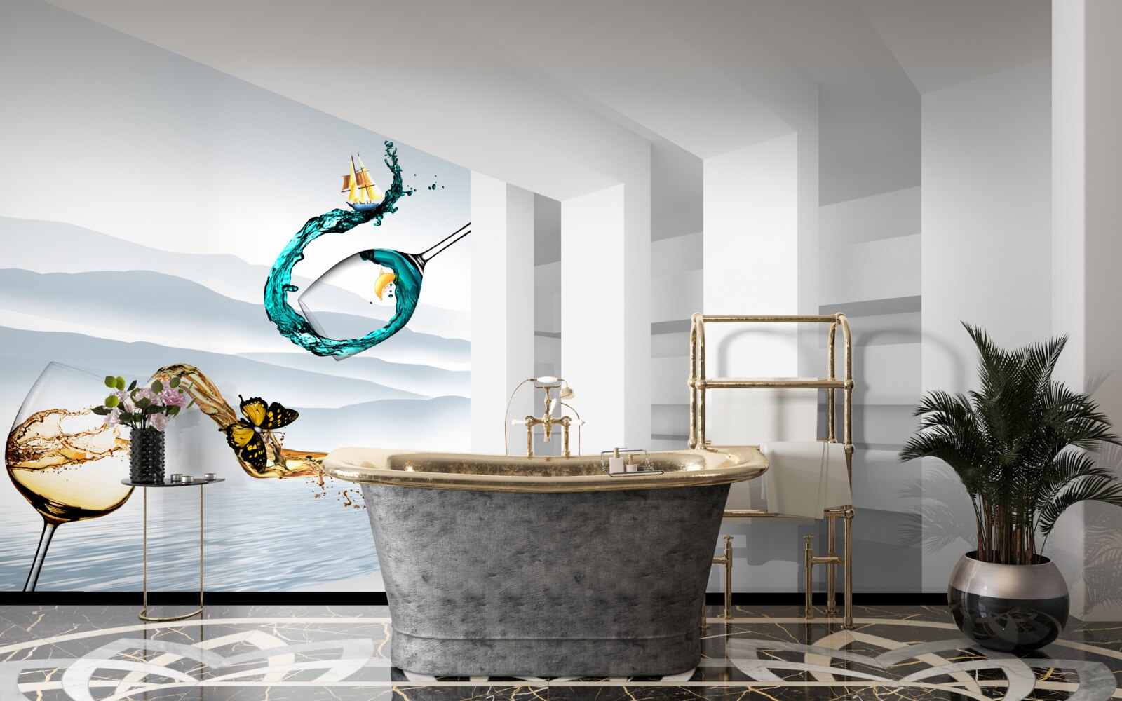 Фотошпалери абстрактні картини з келихів