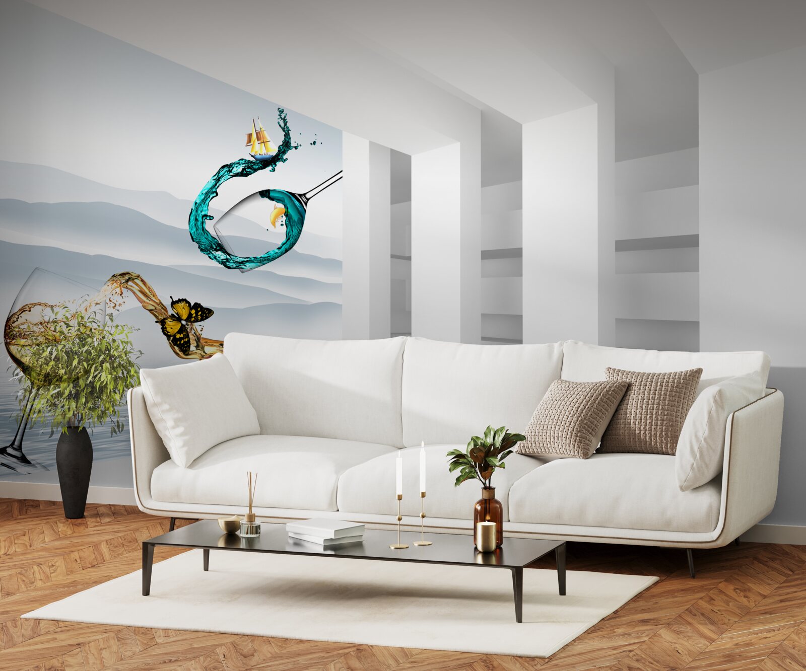 Фотошпалери абстрактні картини з келихів