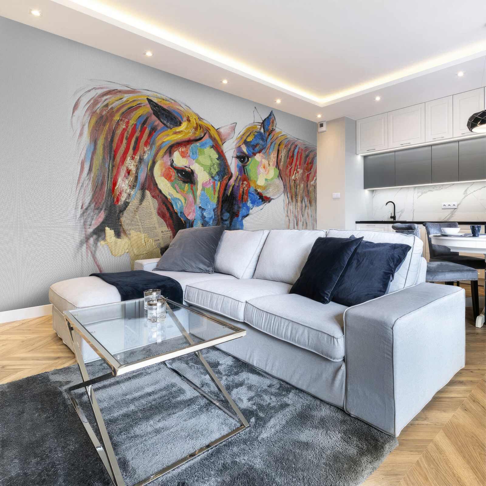 Фотошпалери незвичне представлення спілкування між кіньми