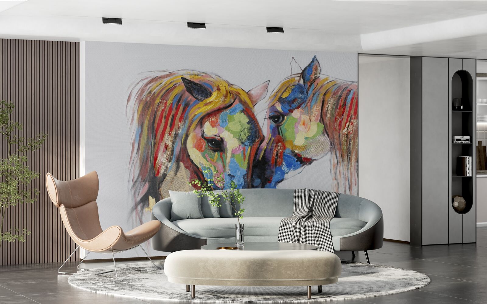 Фотошпалери незвичне представлення спілкування між кіньми