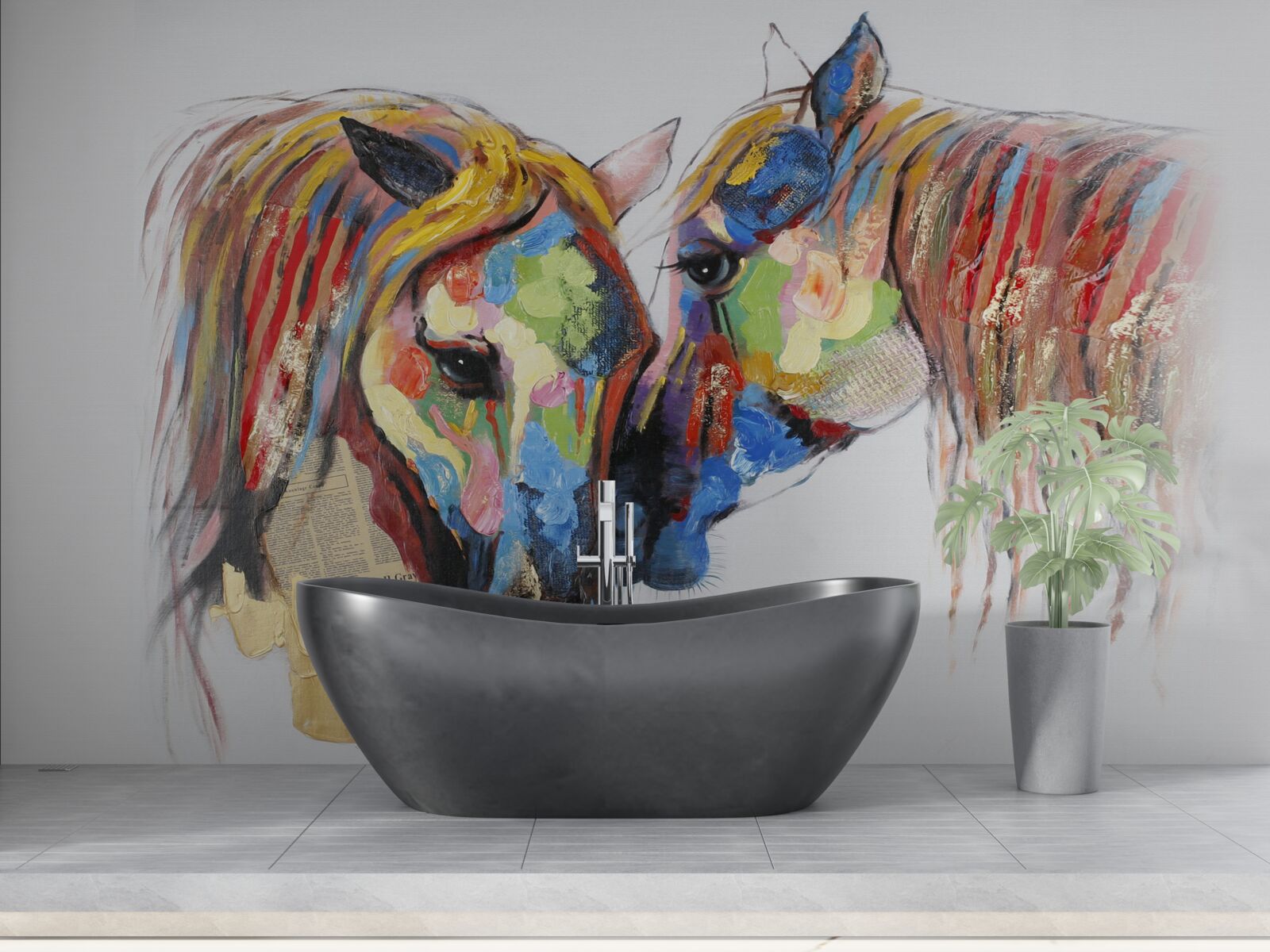 Фотошпалери незвичне представлення спілкування між кіньми