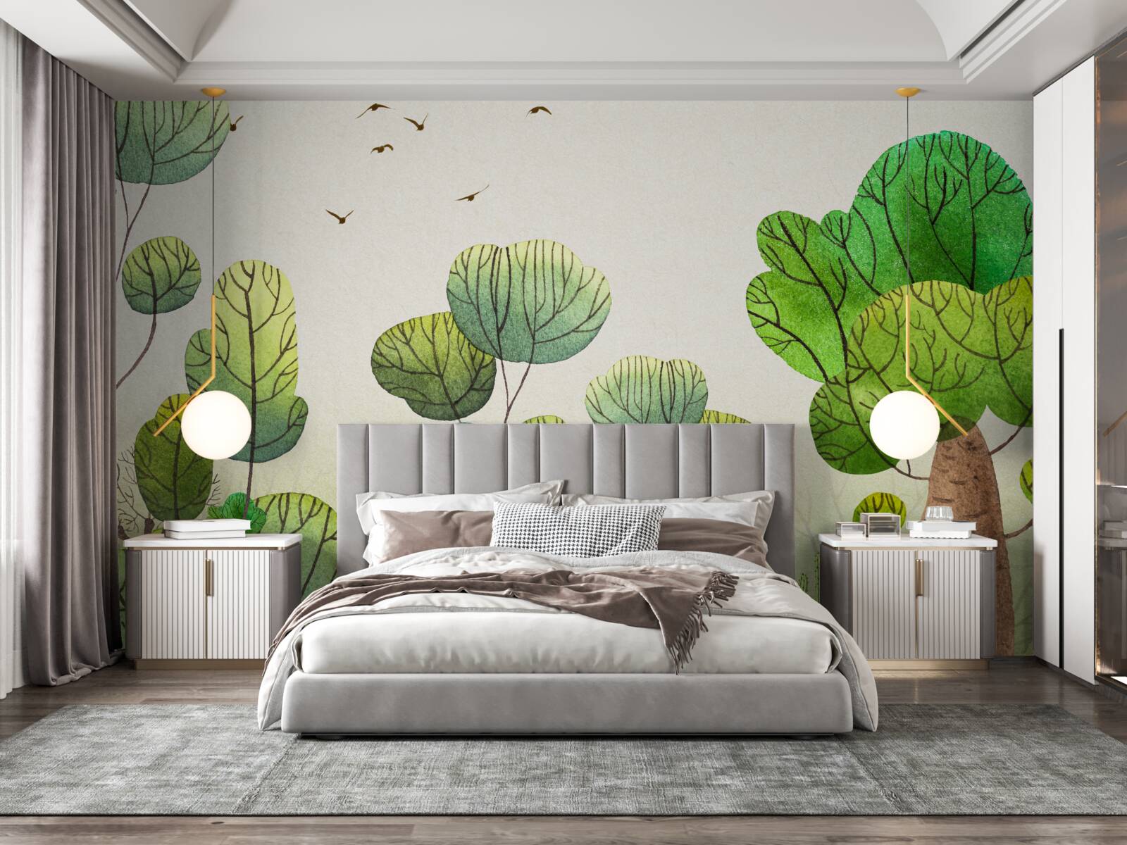 Фотошпалери дерева, намальовані аквареллю