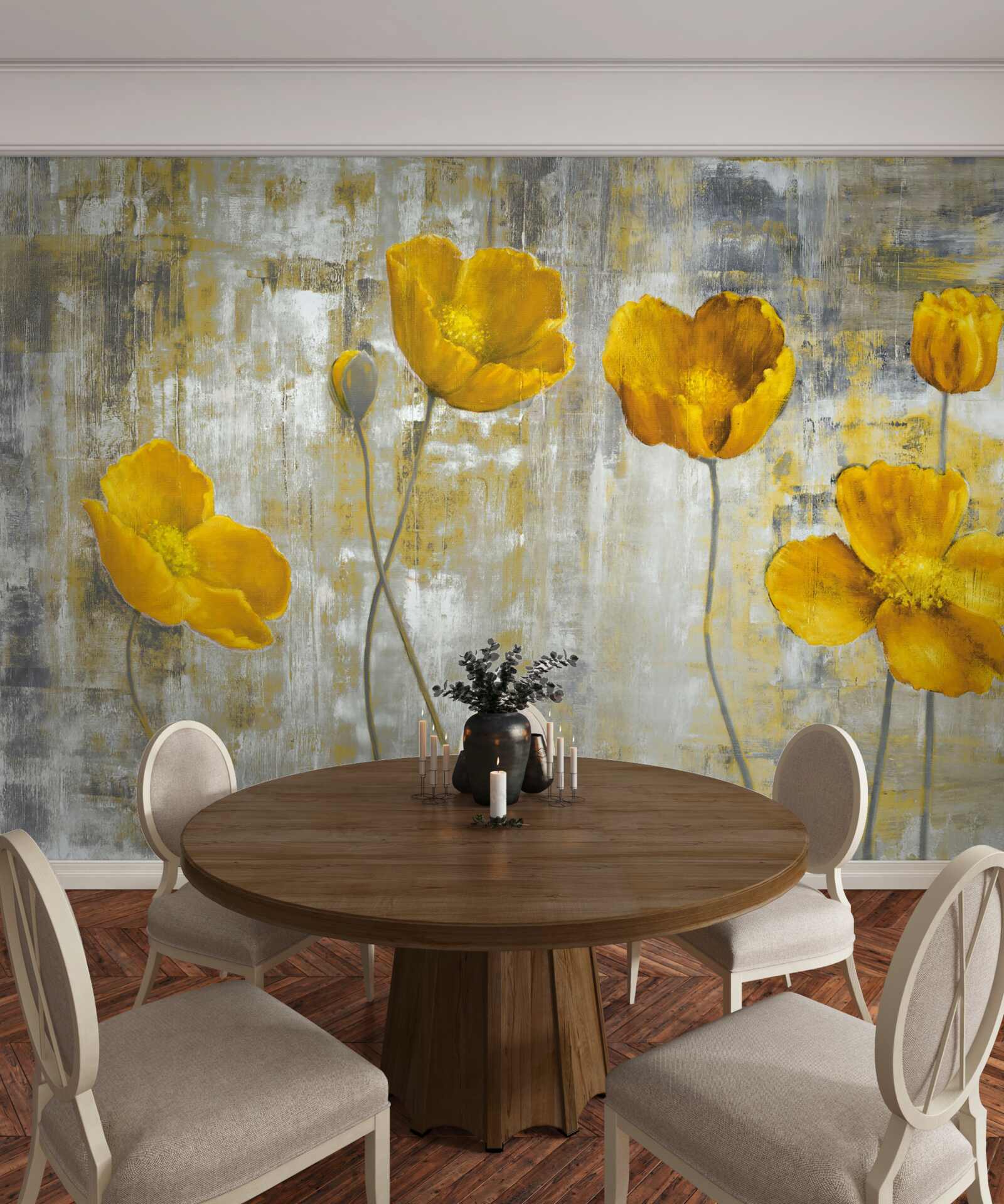 Фотошпалери тонкі стебла прикрашені жовтими квітами