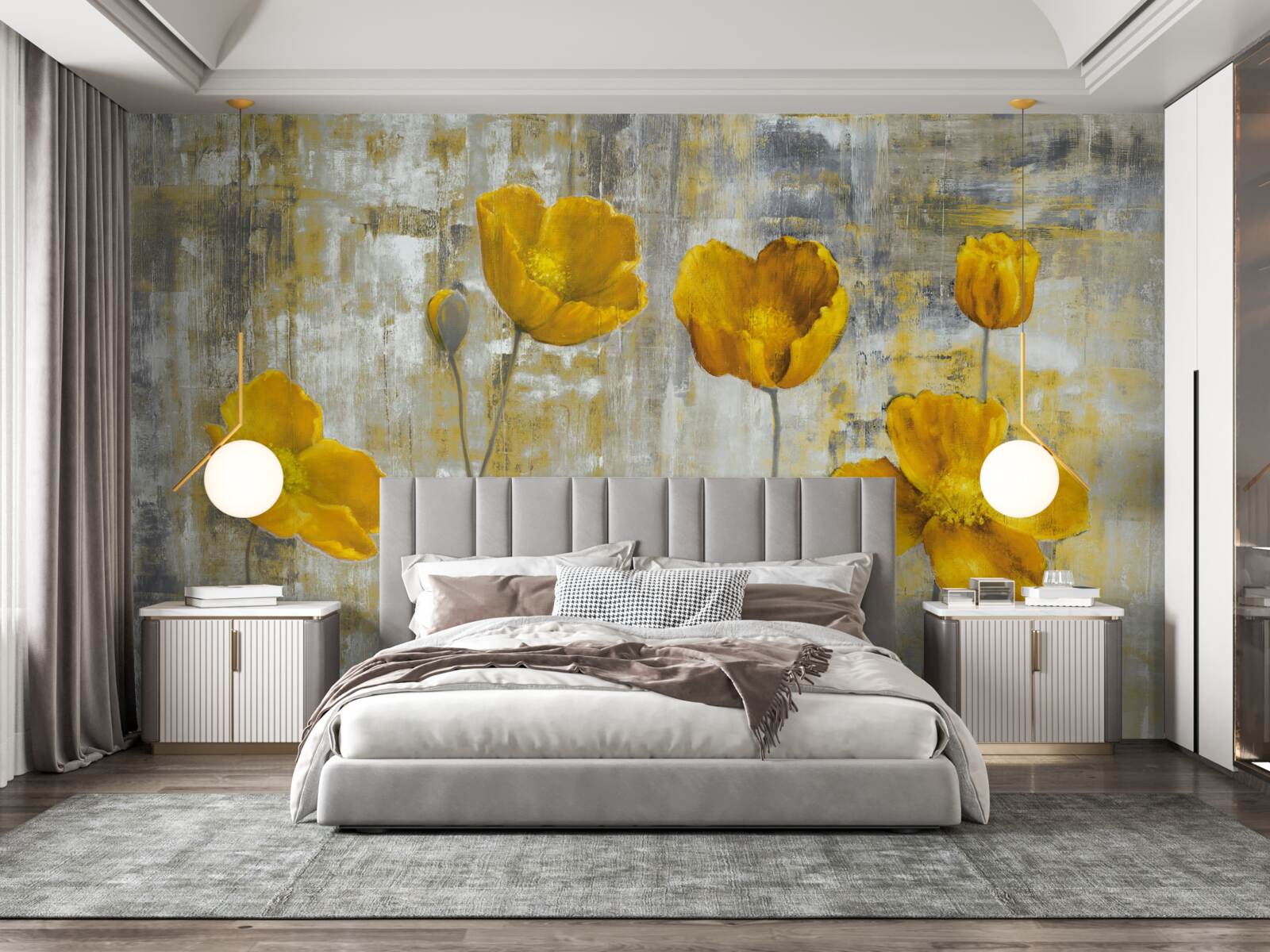 Фотошпалери тонкі стебла прикрашені жовтими квітами