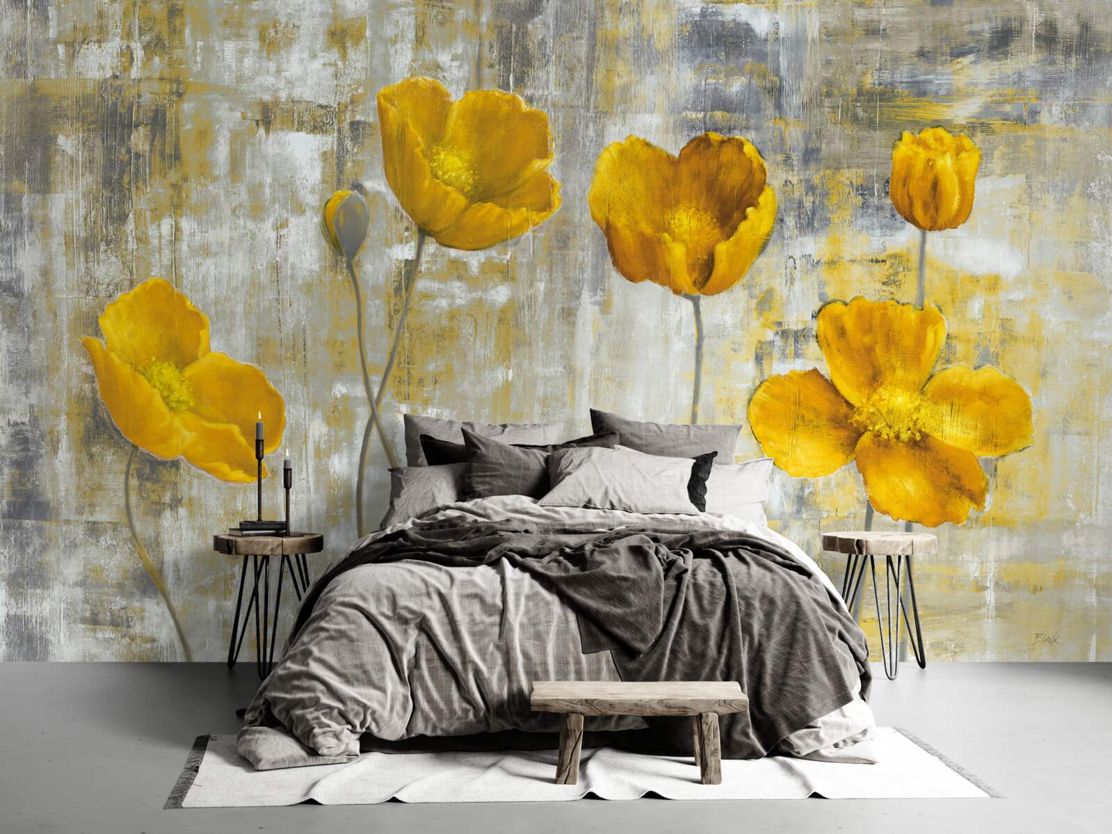 Фотошпалери тонкі стебла прикрашені жовтими квітами