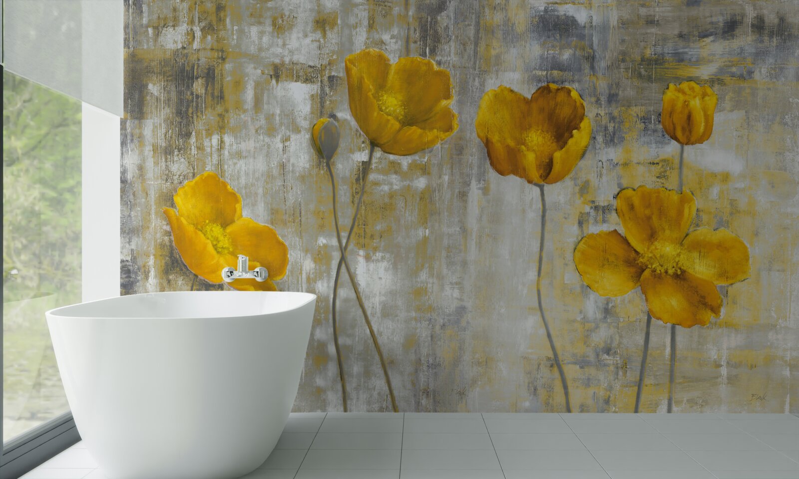 Фотошпалери тонкі стебла прикрашені жовтими квітами