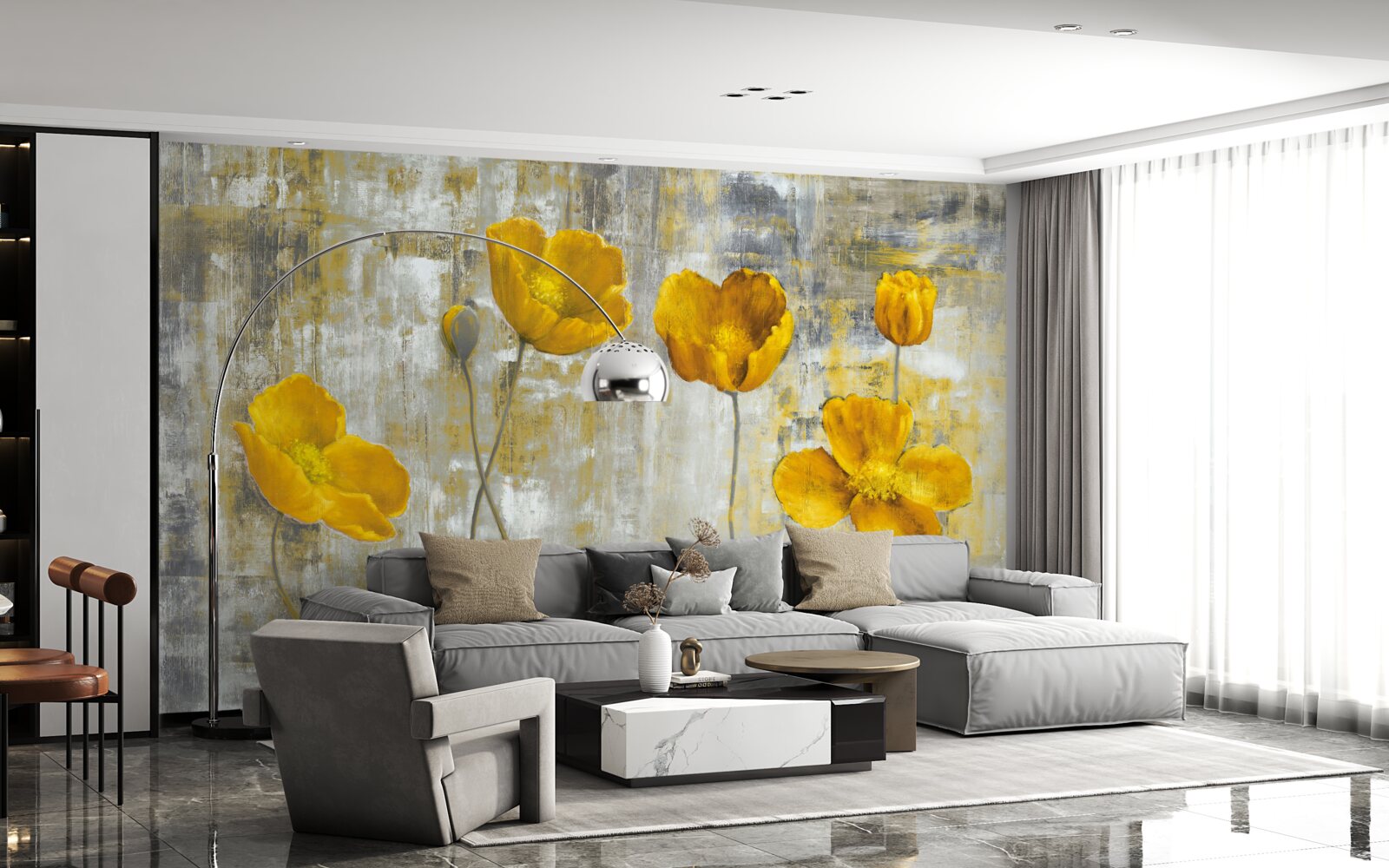 Фотошпалери тонкі стебла прикрашені жовтими квітами