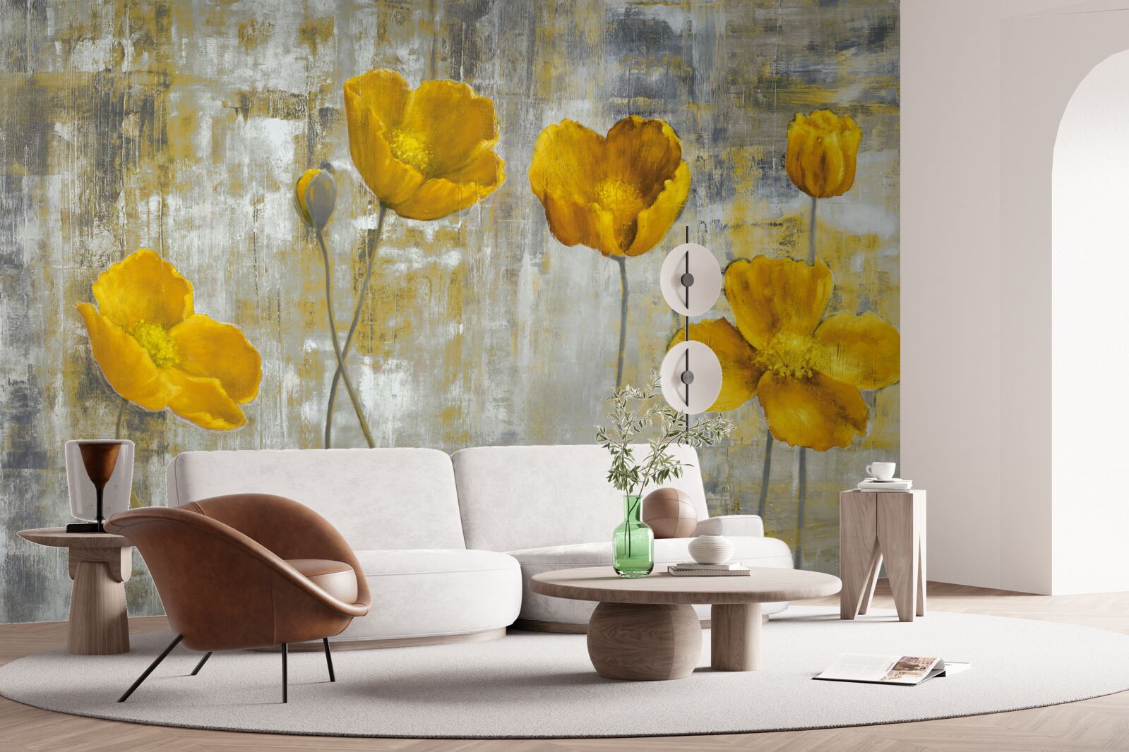 Фотошпалери тонкі стебла прикрашені жовтими квітами