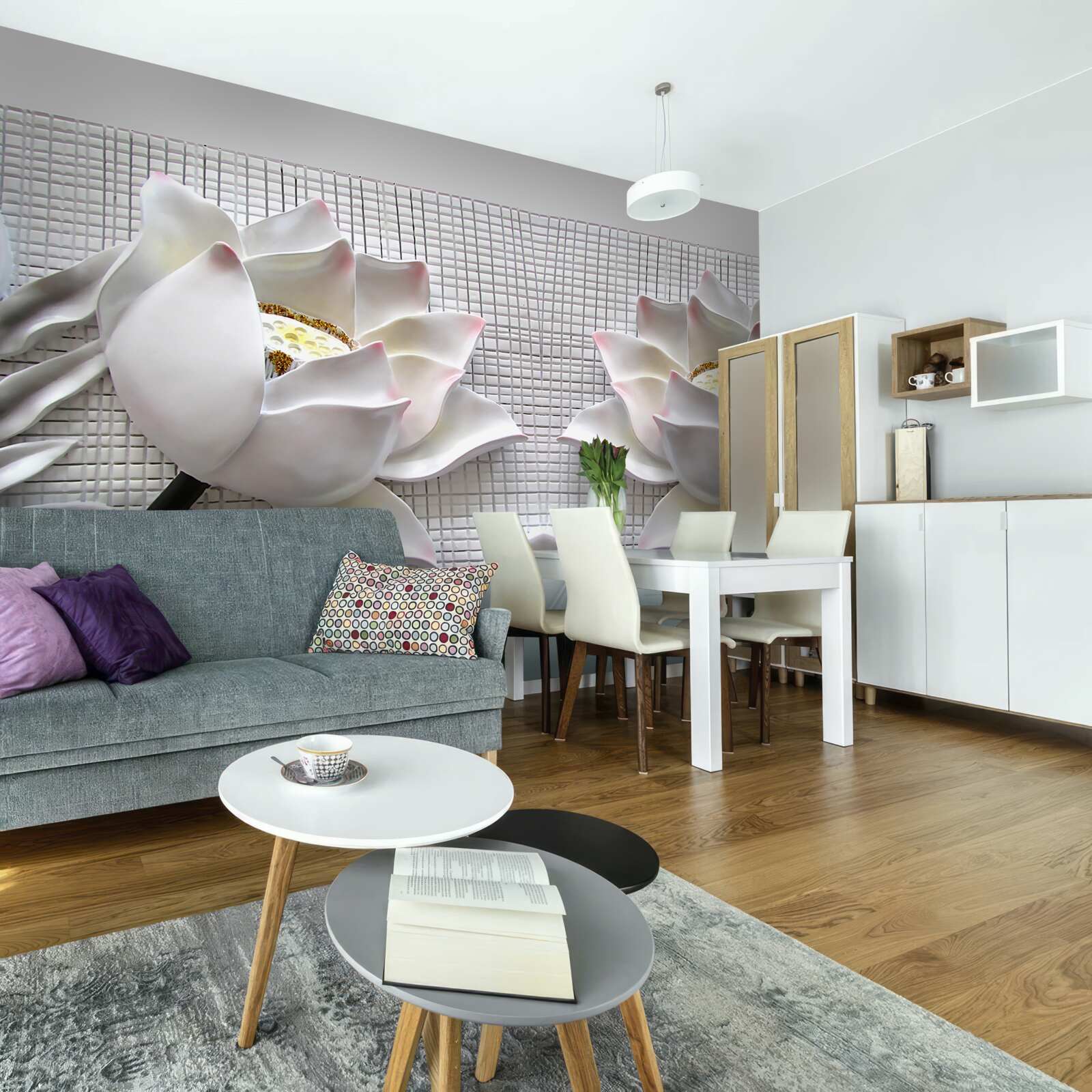 Фотошпалери білі лотосові коробки