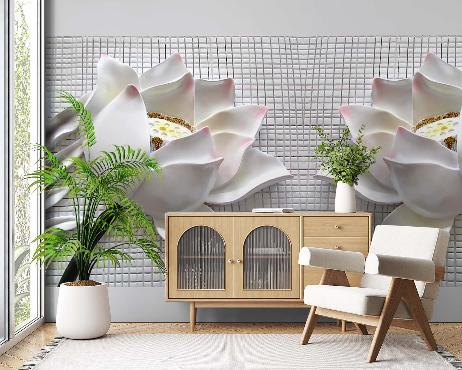 Фотошпалери білі лотосові коробки