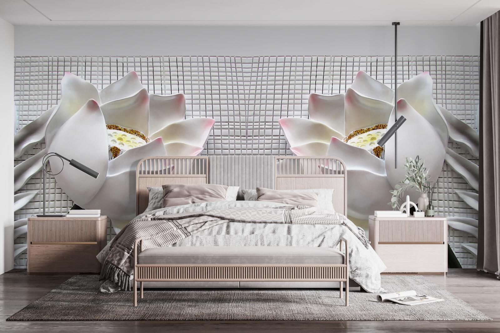 Фотошпалери білі лотосові коробки